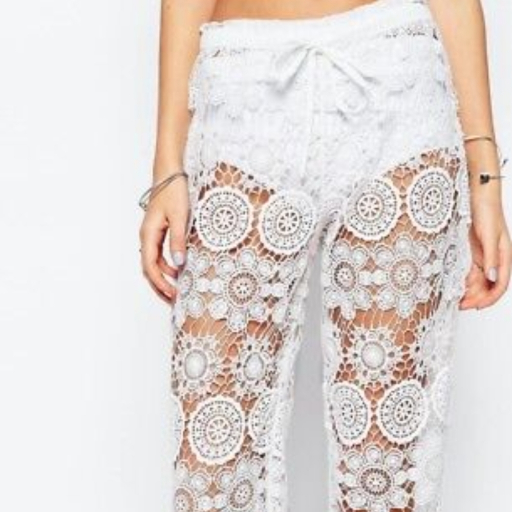 **HP** Nwt Gypsy 05 Sand Mantar Crochet Swim Cover Up Pants - Picture 3 of 14